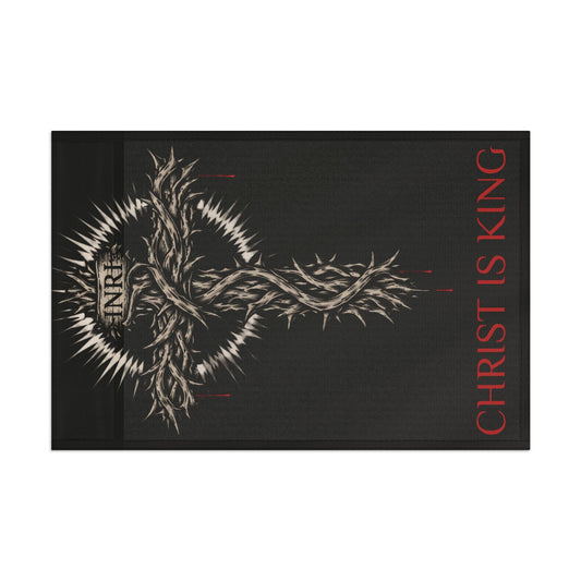 Christian Flag with Crown of Thorns Design — "Christ Is King" Religious Banner