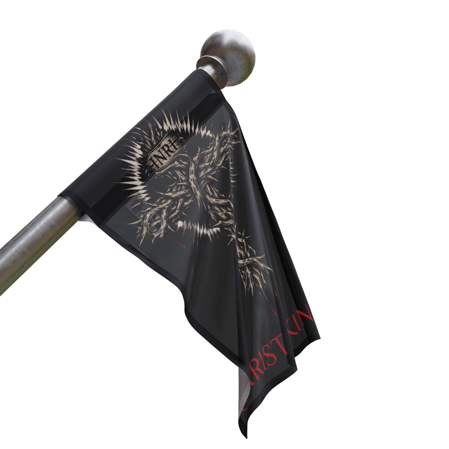 Christian Flag with Crown of Thorns Design — "Christ Is King" Religious Banner