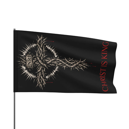 Christian Flag with Crown of Thorns Design — "Christ Is King" Religious Banner