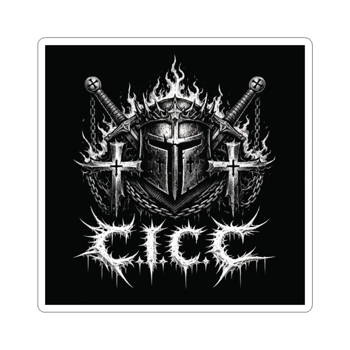Crusader Iron Metal Cover Sticker