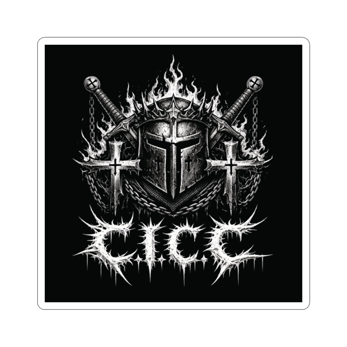Crusader Iron Metal Cover Sticker