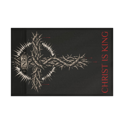 Christian Flag with Crown of Thorns Design — "Christ Is King" Religious Banner