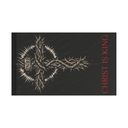 Christian Flag with Crown of Thorns Design — "Christ Is King" Religious Banner