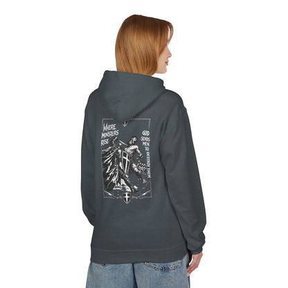Where monsters rise- Unisex Midweight Softstyle Fleece Hoodie