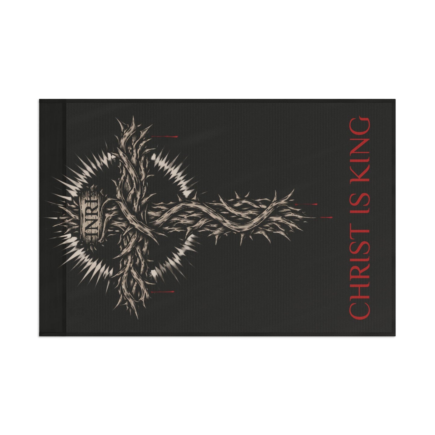 Christian Flag with Crown of Thorns Design — "Christ Is King" Religious Banner