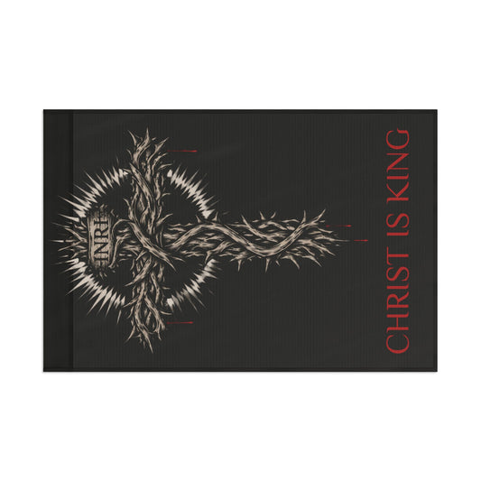 Christian Flag with Crown of Thorns Design — "Christ Is King" Religious Banner