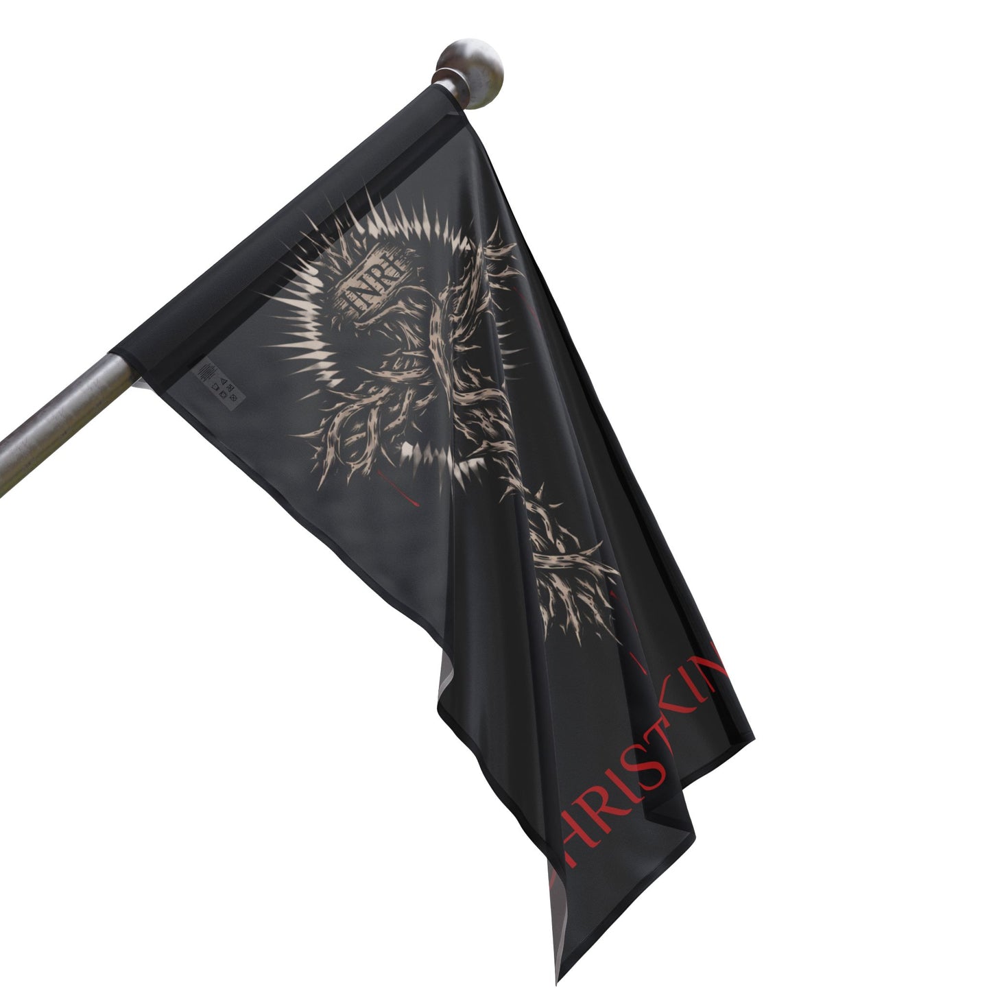 Christian Flag with Crown of Thorns Design — "Christ Is King" Religious Banner