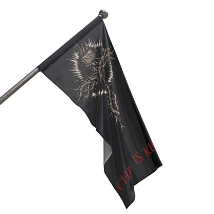 Christian Flag with Crown of Thorns Design — "Christ Is King" Religious Banner