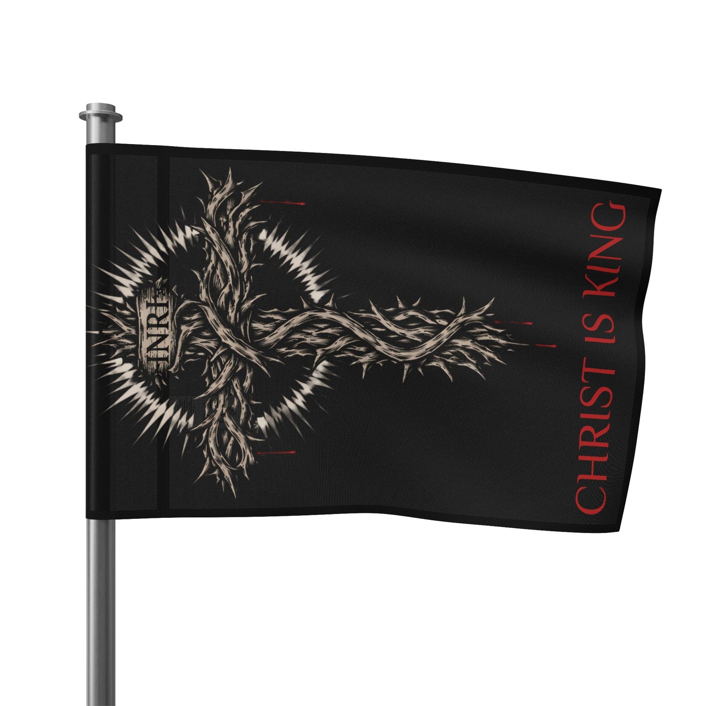 Christian Flag with Crown of Thorns Design — "Christ Is King" Religious Banner