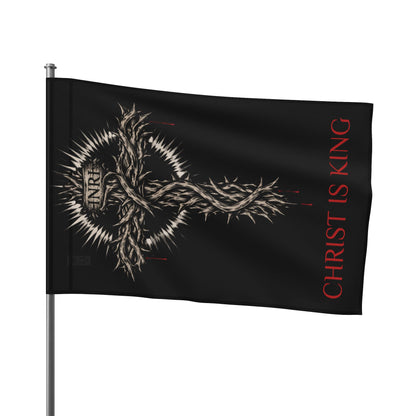 Christian Flag with Crown of Thorns Design — "Christ Is King" Religious Banner
