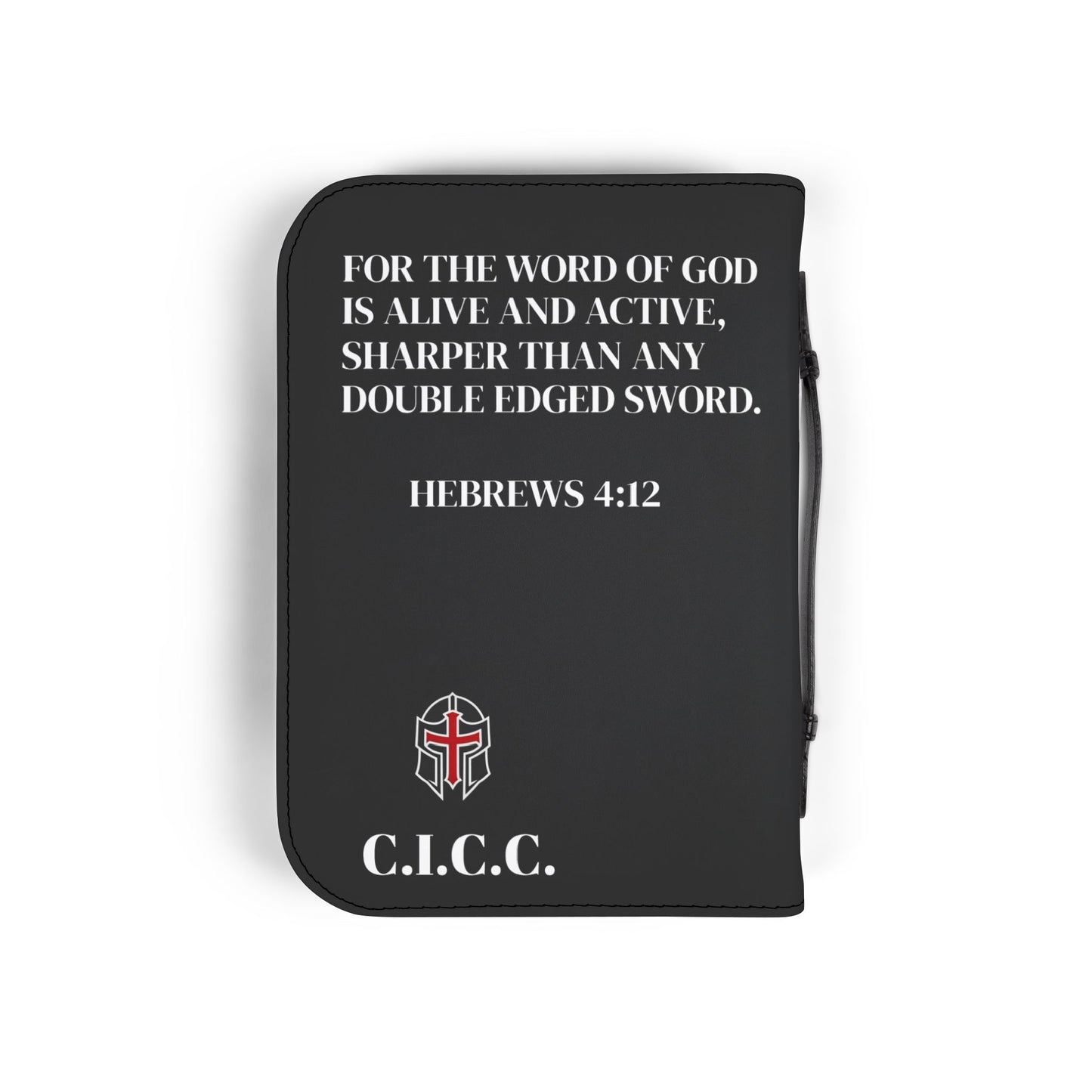 Bible Cover — "Christ Is King" Leather-Zip Bible Cover with Crown of Thorns Cross & Hebrews 4:12
